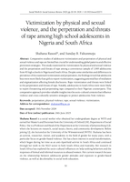 Victimization by physical and sexual violence, and the perpetration and threats of rape among high school adolescents in Nigeria and South Africa