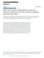 Static and dynamic magnetization control of extrinsic multiferroics by the converse magneto-photostrictive effect