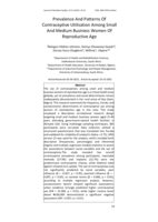 Prevalence and patterns of contraceptive utilisation among small and medium business women of reproductive age
