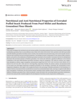 Nutritional and anti‐nutritional properties of extruded puffed snack produced from Pearl Millet and Bambara groundnut flour blends