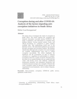 Corruption during and after COVID-19 : Analysis of the factors impeding anticorruption initiatives in South Africa