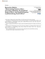 Determining factors of eco-innovation adoption : An empirical study of micro- and small enterprises in Johannesburg, South Africa