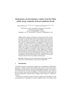 Dividend pay-out determinants : evidence from the Polish public energy companies in the pre-pandemic decade