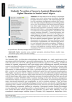 Students’ perception of access to academic financing in higher education in north-central Nigeria
