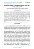 Intergenerational transmission of feminist indigenous knowledge in Nigeria : a study of cultural continuity and change
