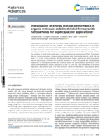 Investigation of energy storage performance in organic molecule-stabilized nickel ferrocyanide nanoparticles for supercapacitor applications