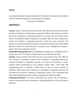 A comparative analysis of capital allowances for foundations and structures of permanent nature for plant and machinery for small business corporations