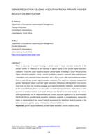 Gender equity in leading a South African private higher education institution