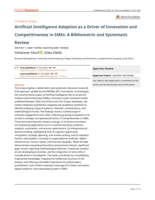 Artificial intelligence adoption as a driver of innovation and competitiveness in SMEs : A bibliometric and systematic review