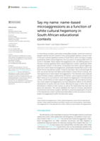 Say my name: name-based microaggressions as a function of white cultural hegemony in South African educational contexts