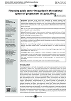 Financing public sector innovation in the national sphere of government in South Africa