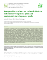 Xenophobia as a barrier to South Africa’s national development plan and sustainable development goals