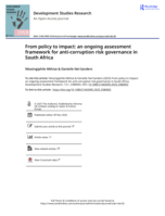 From policy to impact : an ongoing assessment framework for anti-corruption risk governance in South Africa