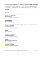 Covid–19 and emergency remote learning and teaching : A mixed methods analysis of the mental well–being of academics at a higher education institution in South Africa