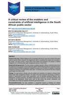 A critical review of the enablers and constraints of artificial intelligence in the South African public sector