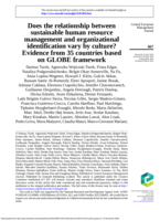 Does the relationship between sustainable human resource management and organizational identification vary by culture? Evidence from 35 countries based on GLOBE framework