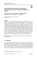 Internationalization via industry 4.0 technologies: application areas and future roadmap for international business