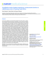A qualitative study of patient experiences: socioeconomic barriers to radiotherapy access in Gauteng, South Africa