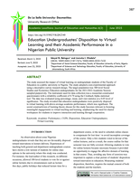 Education undergraduates’ disposition to virtual learning and their academic performance in a Nigerian public university