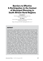 Barriers to effective E-participation in the context of municipal planning in South African rural regions