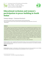 Educational exclusion and women’s participation in peace building in South Sudan