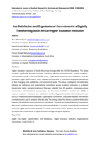 Job satisfaction and organizational commitment in a digitally transforming South African higher education institution