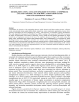 Health, education, and labour market outcomes : an empirical analysis controlling for population growth and industrialization in Nigeria