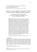 Students’ voices : Insights into capstone projects in complementary medicine higher education