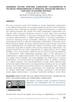 Examining factors affecting stakeholder collaboration in the digital transformation of municipal healthcare services : A case study of Gauteng province
