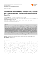 South African national health insurance policy process 2007-2019 : Private and third-sector lessons for BRICS countries