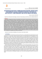 An investigation into career decion-making among final year primary school students in Ibadan : The roles of year primary school students in Ibadan : The roles of self-efficacy, peer pressure, and social media influence