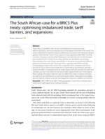 The South African case for a BRICS plus treaty : optimising imbalanced trade, tariff barriers, and expansions