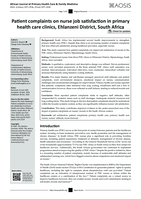 Patient complaints on nurse job satisfaction in primary health care clinics, Ehlanzeni district, South Africa