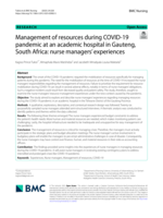 Management of resources during COVID-19 pandemic at an academic hospital in Gauteng, South Africa : nurse managers' experiences