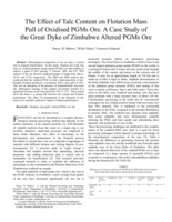 The effect of talc content on flotation mass pull of oxidised PGMs ore. A case study of the great Dyke of Zimbabwe altered PGMs ore