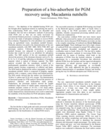 Preparation of a bio-adsorbent for PGM recovery using macadamia nutshells