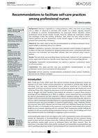 Recommendations to facilitate self-care practices among professional nurses