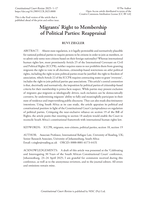 Migrants’ right to membership of political parties : Reappraisal