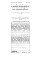 Perceived causes and consequences of delinquent behaviour among in- school adolescents : Insight from those with hearing impairment