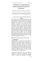 A Model for an appropriate dispute resolution system in Botswana