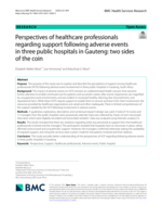 Perspectives of healthcare professionals regarding support following adverse events in three public hospitals in Gauteng: two sides of the coin