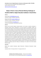 Adapt or perish :&nbsp; A case of remote working challenges of academic staff at a higher education institution in South Africa