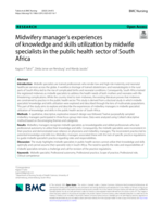Midwifery manager's experiences of knowledge and skills utilization by midwife specialists in the public health sector of South Africa