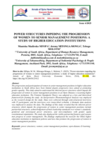 Power structures impeding the progression of women to senior management positions : a study of higher education institutions