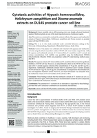 Cytotoxic activities of Hypoxis hemerocallidea, Helichrysum caespititium and Dicoma anomala extracts on DU145 prostate cancer cell line