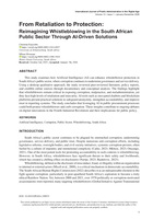From retaliation to protection : Reimagining whistleblowing in the South African public sector through AI-driven solutions