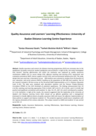 Quality assurance and learners’ learning effectiveness : University of Ibadan distance learning centre experience