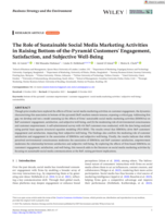 The role of sustainable social media marketing activities in raising bottom-of-the-pyramid customers' engagement, satisfaction, and subjective well-being