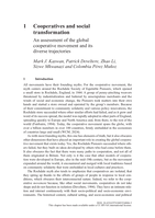 Cooperatives and social transformation: An assessment of the global cooperative movement and its diverse trajectories