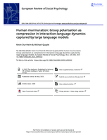 Human murmuration : group polarisation as compression in interaction-language dynamics captured by large language models